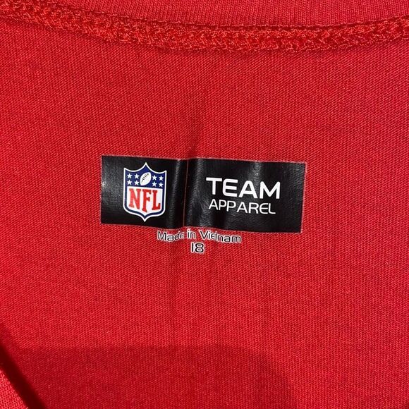 FixNFL Team Apparel Women's Red & White Sequined Go Patriots New England Tee Sz - Picture 4 of 6